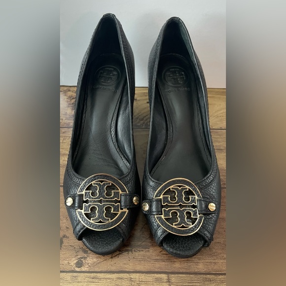 Tory Burch Black Amanda Peep Toe Pumps 8M - Picture 4 of 10